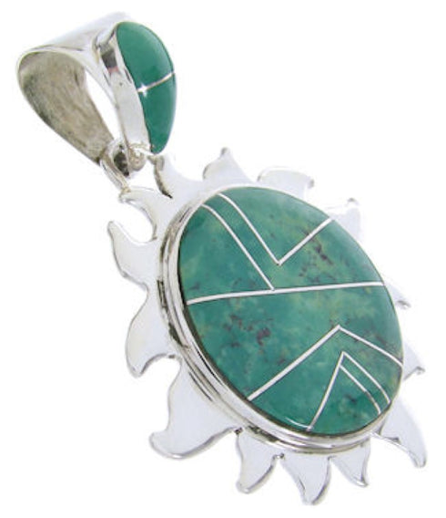 Southwest Sterling Silver And Turquoise Sun Jewelry Pendant AW68106